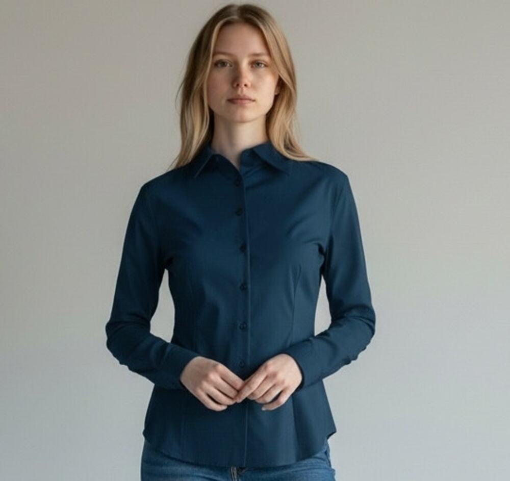 Dior Staff Uniform Navy Blue Button Down Shirt Blouse XS Designed in Paris
